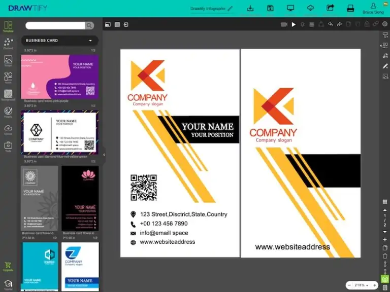This is editor of Drawtify's online free business card maker.