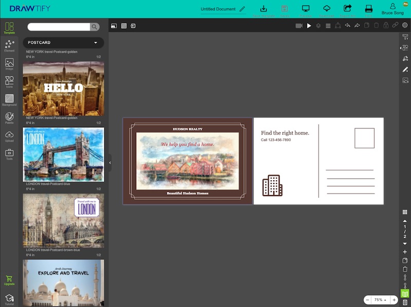This is editor of Drawtify's online free postcard maker.